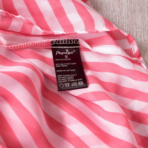 Papaya Sheer Pink Stripe Front Pocket Tank Top Size Small - Picture 5 of 7